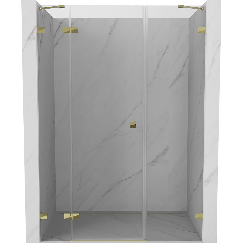 Mexen Lunar draaiende douchedeur links 120 cm, transparant, goud - 834S-120-050-50-00-L