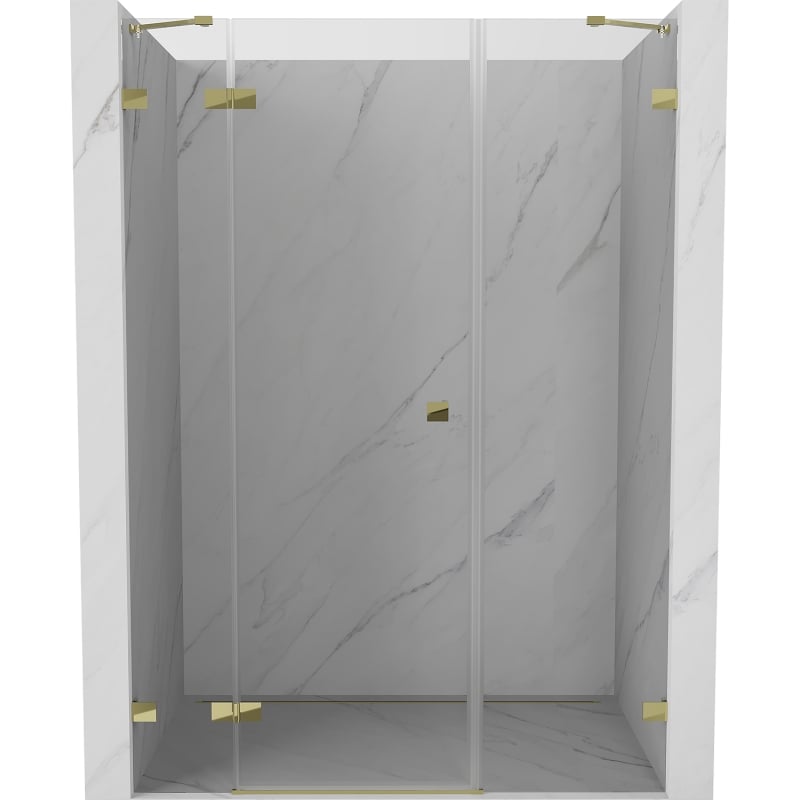 Mexen Lunar drzwi prysznicowe uchylne lewe 125 cm, transparent, złote - 834S-125-050-50-00-L