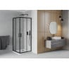 Mexen Rio cabine de douche carrée 80 x 80 cm, transparente, noire + receveur Flat, blanc - 860-080-080-70-00-4010B