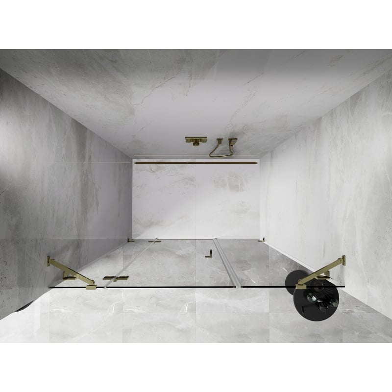Mexen Lunar drzwi prysznicowe uchylne lewe 125 cm, transparent, złote - 834S-125-050-50-00-L