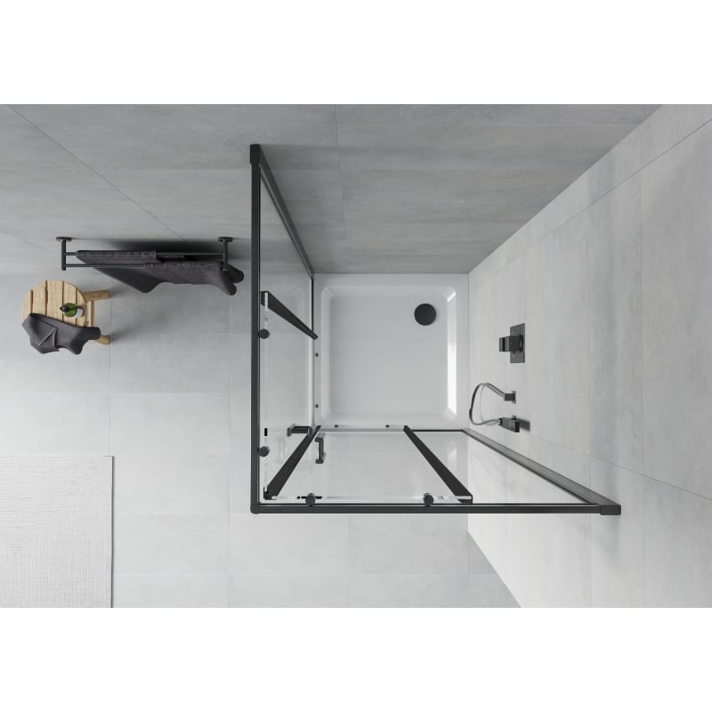 Mexen Rio square shower cabin 90 x 90 cm, transparent, black + flat tray, white - 860-090-090-70-00-4010B