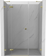 Mexen Lunar douchedeur scharnierend links 155 cm, transparant, goud - 834S-155-050-50-00-L