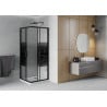 Mexen Rio cabine de douche carrée 90 x 90 cm, bandes noires, noir + receveur plat, blanc - 860-090-090-70-20-4010B