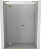 Mexen Lunar lijeva preklopna tuš vrata 160 cm, prozirna, zlatna - 834S-160-050-50-00-L