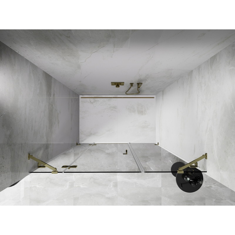 Mexen Lunar drzwi prysznicowe uchylne lewe 160 cm, transparent, złote - 834S-160-050-50-00-L