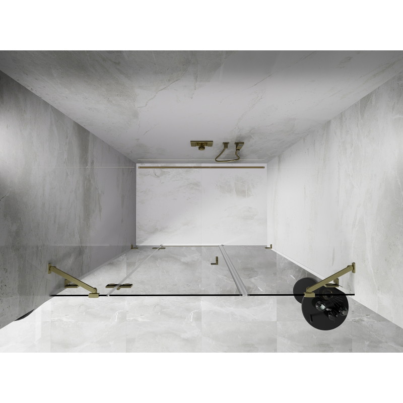 Mexen Lunar drzwi prysznicowe uchylne lewe 120 cm, transparent, złote szczotkowane - 834S-120-050-55-00-L