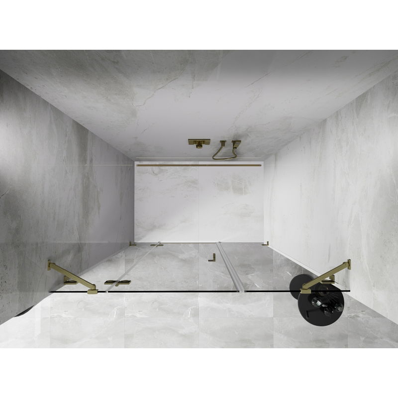 Mexen Lunar portes de douche pivotantes à gauche 120 cm, transparentes, doré brossé - 834S-120-050-55-00-L