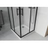 Mexen Rio cabine de douche carrée 70 x 70 cm, givrée, noire + receveur Flat, blanc - 860-070-070-70-30-4010B