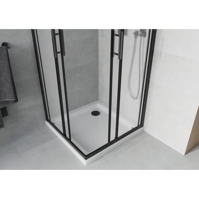 Mexen Rio ruutprussi dušinurk 70 x 70 cm, matt, must + Flat dušialus, valge - 860-070-070-70-30-4010B