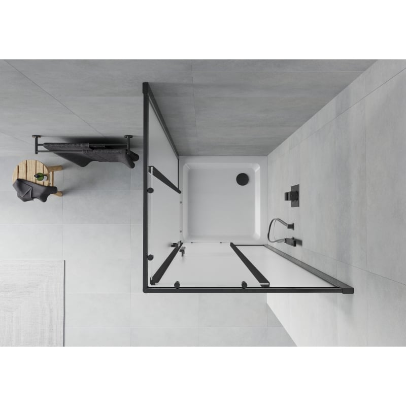 Mexen Rio ruutprussi dušinurk 70 x 70 cm, matt, must + Flat dušialus, valge - 860-070-070-70-30-4010B