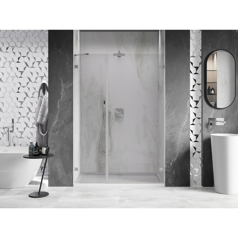 Mexen Lunar-B duššiuksed, parempoolne, 130 cm, läbipaistev, harjatud nikkel - 832S-130-050-97-00-P