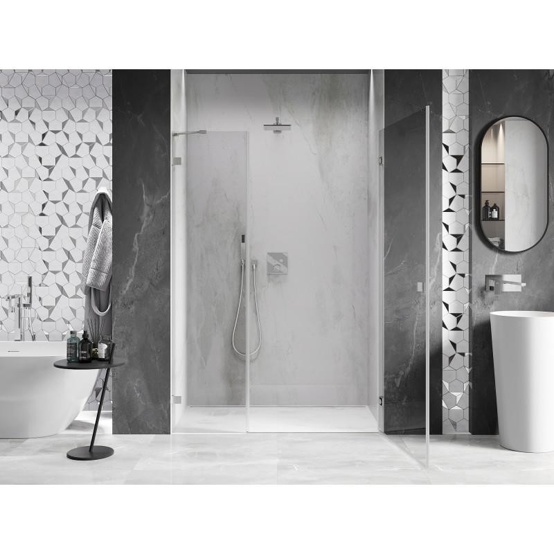 Mexen Lunar-B duššiuksed, parempoolne, 130 cm, läbipaistev, harjatud nikkel - 832S-130-050-97-00-P