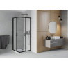 Mexen Rio quadratische Duschkabine 90 x 90 cm, mattiert, schwarz + Flat-Duschwanne, weiß - 860-090-090-70-30-4010B