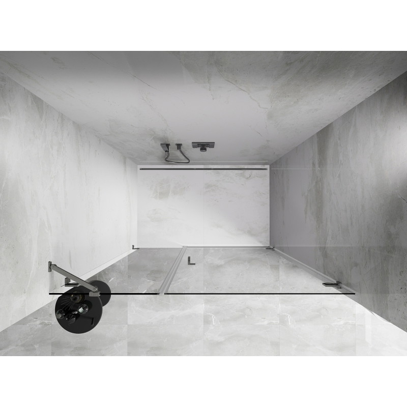 Mexen Lunar-B duššiuksed, parempoolne, 130 cm, läbipaistev, harjatud nikkel - 832S-130-050-97-00-P
