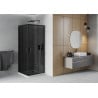 Mexen Rio quadratische Duschkabine 80 x 80 cm, Grafit, Schwarz + Flat Duschwanne, Weiß - 860-080-080-70-40-4010B