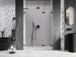 Mexen Lunar-F L vouwwand douchedeur rechts 145 cm, transparant, zwart - 836SL-145-050-70-00-P