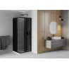 Mexen Rio cabine de douche carrée 90 x 90 cm, graphite, noire + receveur Flat, blanc - 860-090-090-70-40-4010B