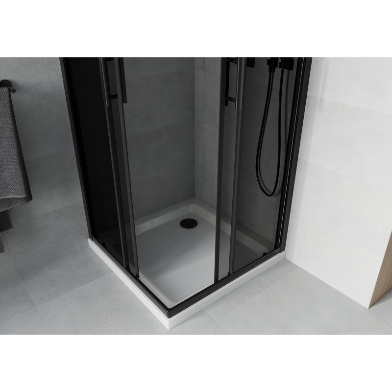 Mexen Rio kwadrante douchecabine 90 x 90 cm, grafiet, zwart + Flat douchebak, wit - 860-090-090-70-40-4010B
