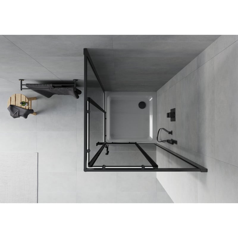 Mexen Rio cabine de douche carrée 90 x 90 cm, graphite, noire + receveur Flat, blanc - 860-090-090-70-40-4010B