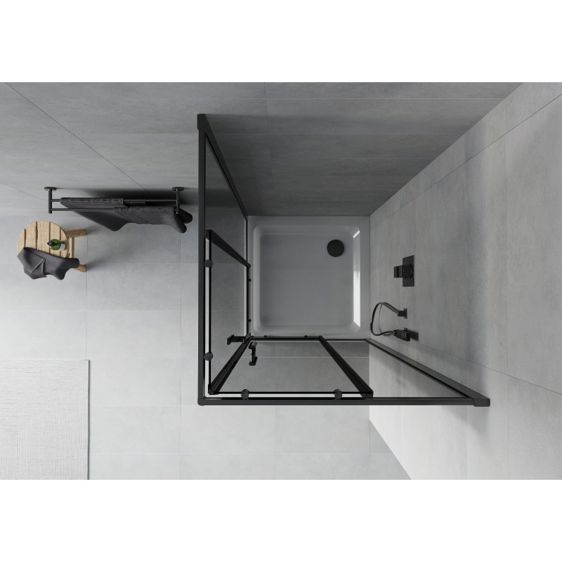 Mexen Rio quadratische Duschkabine 90 x 90 cm, Graphit, schwarz + Duschwanne Flat, weiß - 860-090-090-70-40-4010B