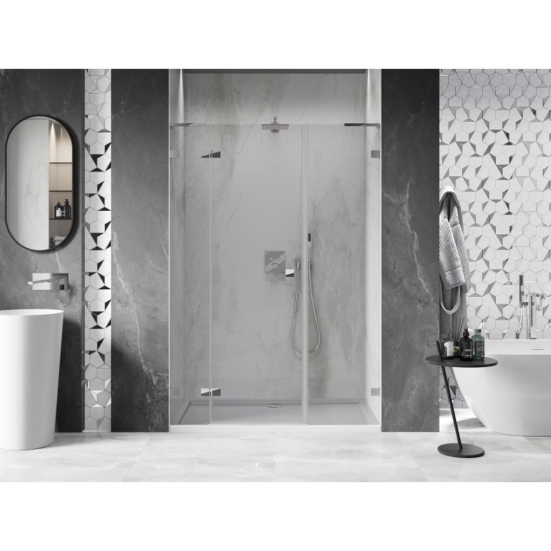 Mexen Lunar L dušiuks tahavaduksed vasakule 155 cm, läbipaistev, kroom - 834SL-155-050-01-00-L