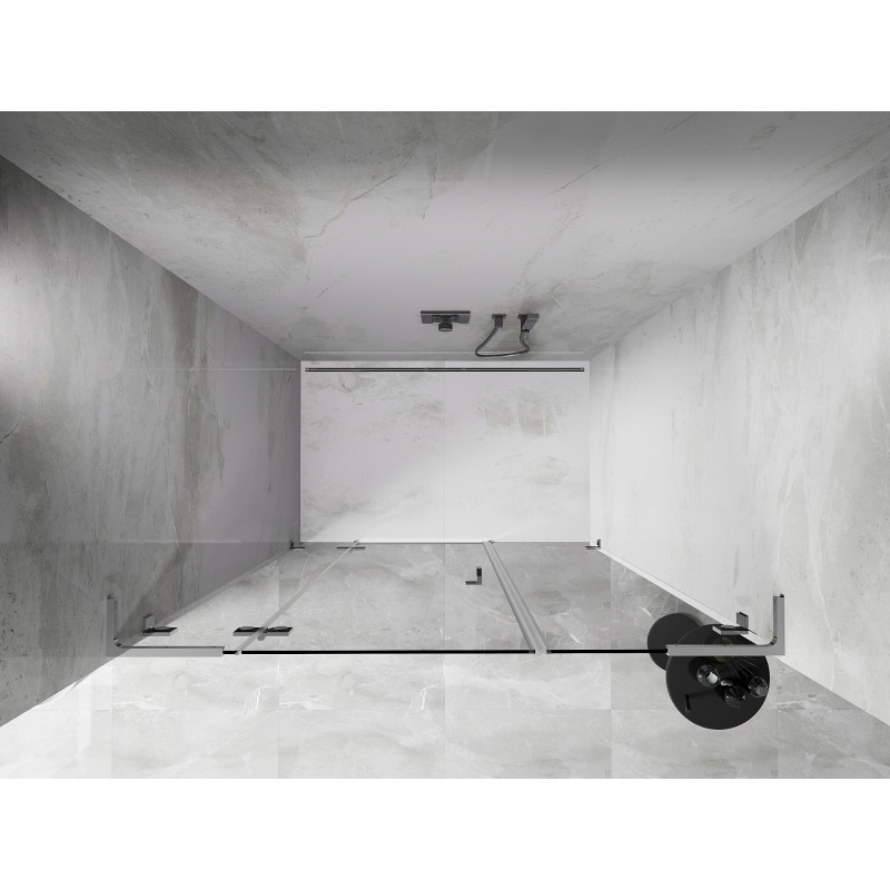 Mexen Lunar L dušiuks tahavaduksed vasakule 155 cm, läbipaistev, kroom - 834SL-155-050-01-00-L