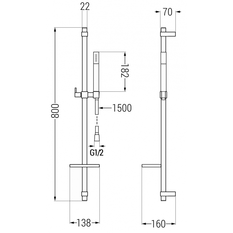 Mexen DQ70 rutschegen Duschset, wäiss - 785704581-20