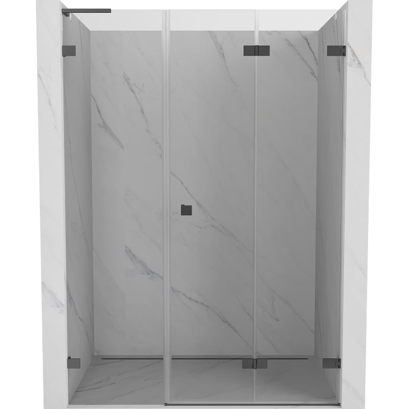 Mexen Lunar-F L porte de douche pliante droite 130 cm, transparent, canon de fusil - 836SL-130-050-95-00-P
