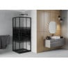 Mexen Rio cabine de douche carrée 80 x 80 cm, bandes noires, noir + receveur plat, noir - 860-080-080-70-20-4070B