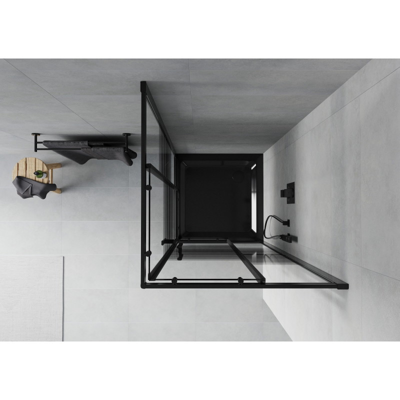 Mexen Rio kvadratna tuš kabina 80 x 80 cm, crne pruge, crna + Flat tuš kada, crna - 860-080-080-70-20-4070B