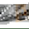 Mexen Rio cabine de douche carrée 90 x 90 cm, bandes noires, noir + receveur Flat, noir - 860-090-090-70-20-4070B