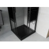 Mexen Rio kabina prysznicowa kwadratowa 90 x 90 cm, czarne pasy, czarna + brodzik Flat, czarny - 860-090-090-70-20-4070B