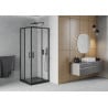Mexen Rio cabine de douche carrée 80 x 80 cm, givrée, noire + receveur Flat, noir - 860-080-080-70-30-4070B