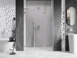 Mexen Lunar-F L folding shower door right 125 cm, transparent, brushed nickel - 836SL-125-050-97-00-P