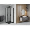 Mexen Rio cabine de douche carrée 80 x 80 cm, givrée, noire + receveur Flat, noir - 860-080-080-70-30-4070B