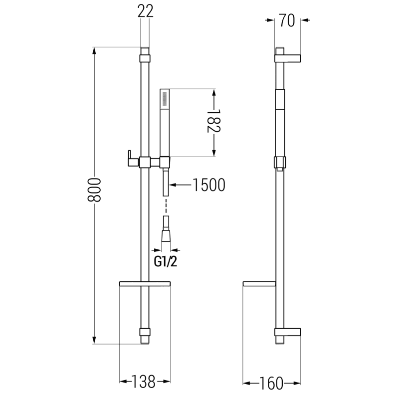 Mexen DQ70 verschiebbares Duschset, gold - 785704581-50