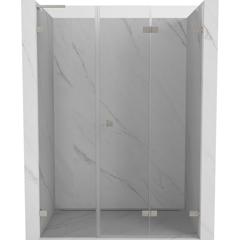 Mexen Lunar-F L drzwi prysznicowe składane prawe 145 cm, transparent, nikiel szczotkowany - 836SL-145-050-97-00-P
