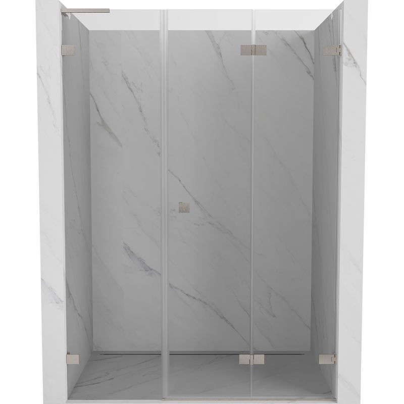 Mexen Lunar-F L Faltbare Duschabtrennung rechts 150 cm, transparent, gebürsteter Nickel - 836SL-150-050-97-00-P
