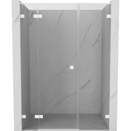 Mexen Lunar L 140cm Left Hinged Shower Door, Clear, White - 834SL-140-050-20-00-L