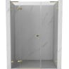 Mexen Lunar L drzwi prysznicowe uchylne lewe 145 cm, transparent, złote - 834SL-145-050-50-00-L