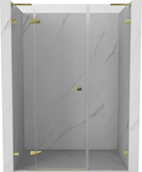 Mexen Lunar L drzwi prysznicowe uchylne lewe 145 cm, transparent, złote - 834SL-145-050-50-00-L