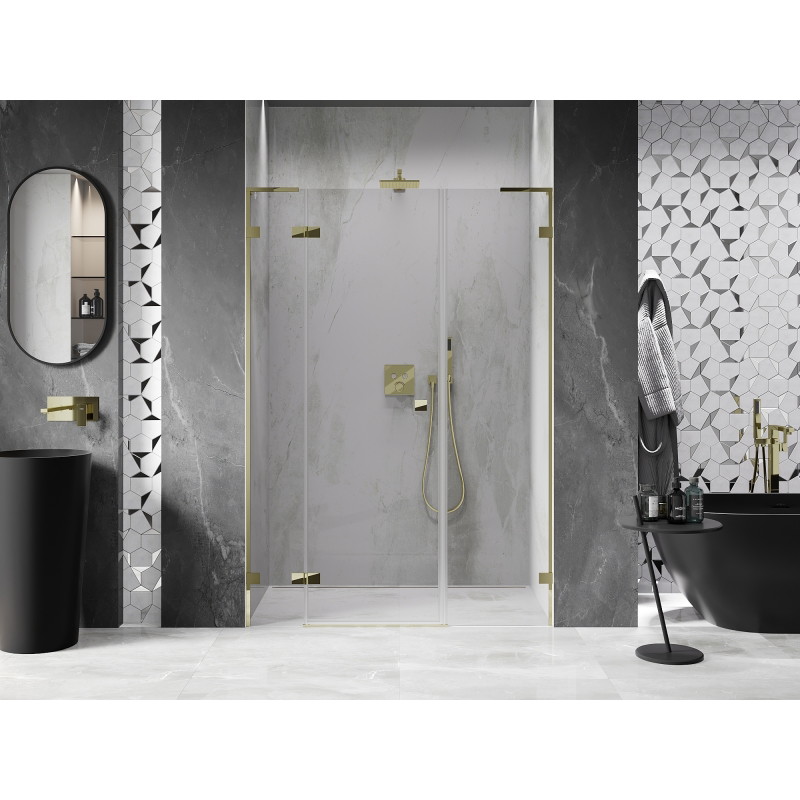 Mexen Lunar L dušiuks, vasakukäeline 150 cm, läbipaistev, kuldne - 834SL-150-050-50-00-L
