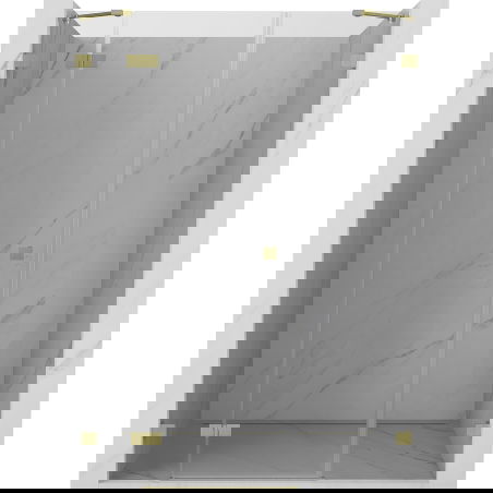 Mexen Lunar lénks spadschaftend Duschdier 125 cm, transparent, gebuerste Goud - 834S-125-050-55-00-L