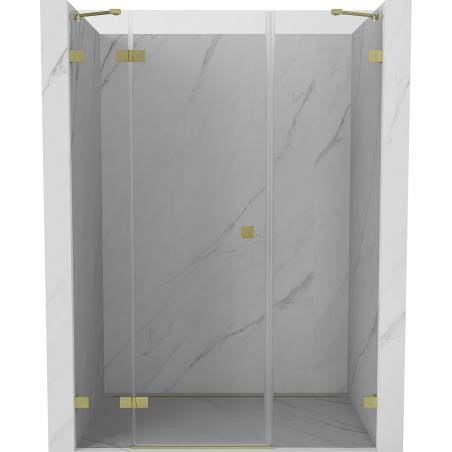 Mexen Lunar hinged shower door left 145 cm, transparent, brushed gold - 834S-145-050-55-00-L