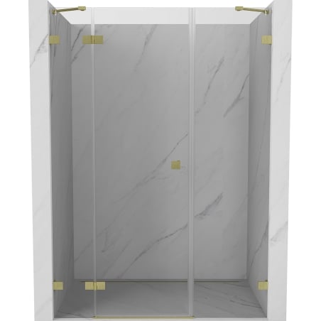 Mexen Lunar Left Hinged Shower Door 145 cm, Transparent, Brushed Gold - 834S-145-050-55-00-L