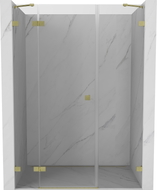 Mexen Lunar lijeva preklopna tuš vrata 145 cm, prozirna, zlatni brušeni - 834S-145-050-55-00-L