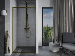 Mexen Apia 90 cm sliding shower doors, transparent, gold - 845-090-000-50-00