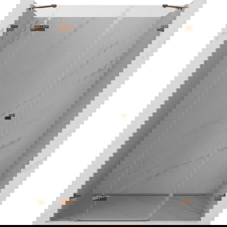 Mexen Lunar kreisie bīdāmie dušas durvis 120 cm, caurspīdīgas, rozā zelts - 834S-120-050-60-00-L