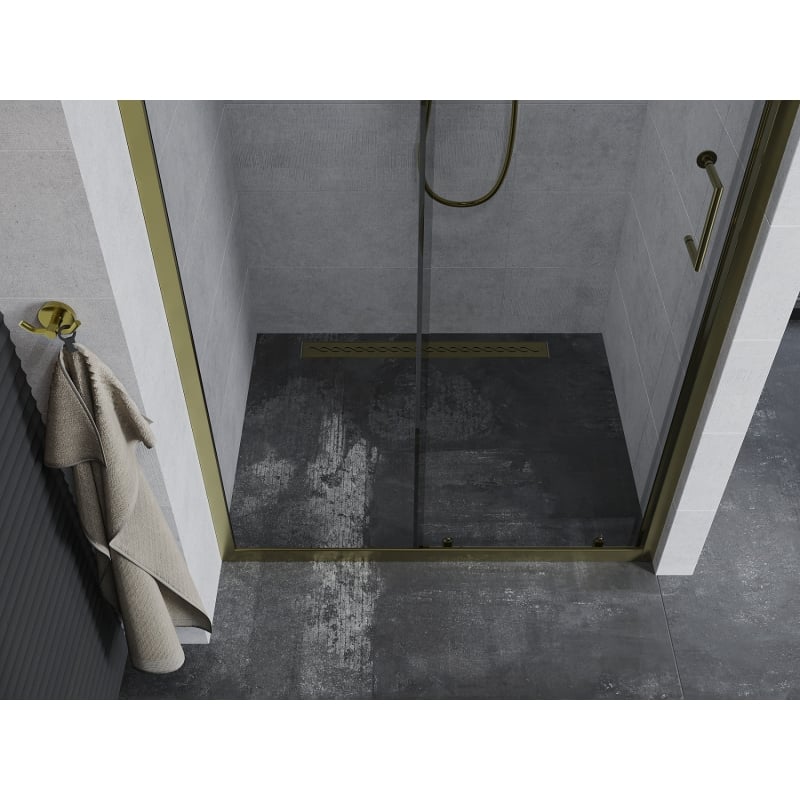 Mexen Apia schuifdeur voor douche 90 cm, transparant, goud - 845-090-000-50-00
