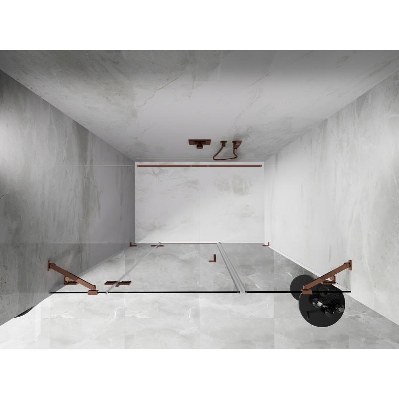 Mexen Lunar vasak hingedega dušiukse 145 cm, läbipaistev, roosa kuld - 834S-145-050-60-00-L